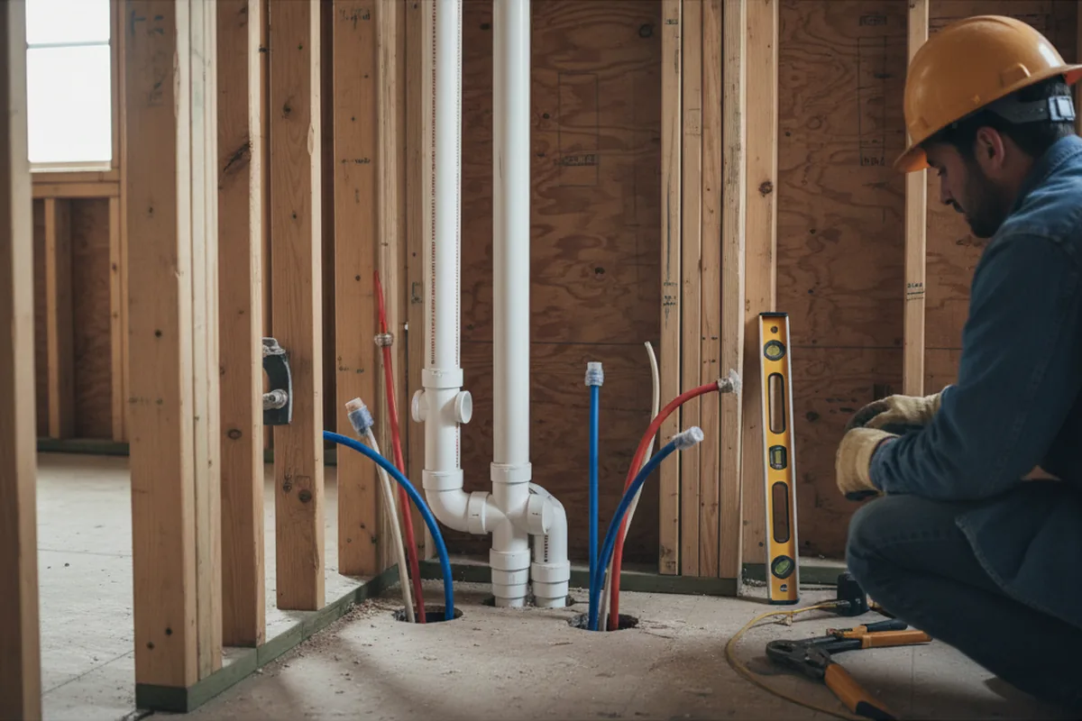 Drain and supply rough-in during Leak Detection in Grasonville