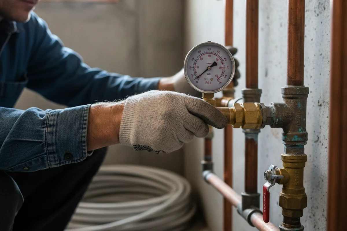 Pressure testing a repaired line during Water Line Repair in Grasonville